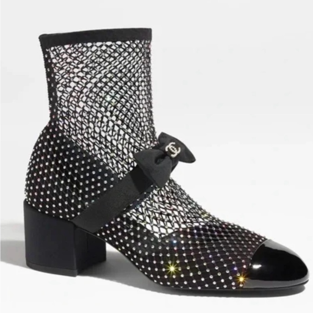 Chanel Rhinestone Ankle Boots